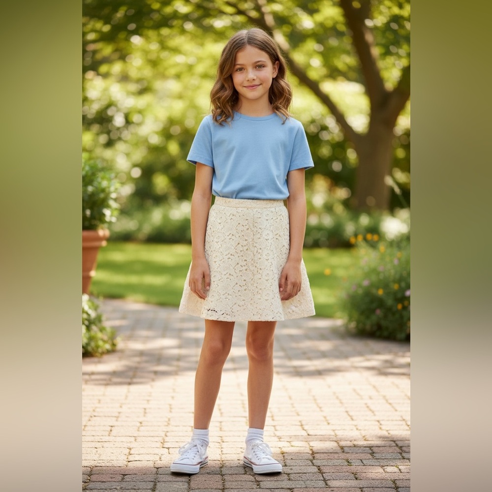 Iris & ink girls a line lace crochet skirt size xxs